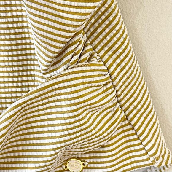 Sunseeker Striped Off White and Mustard Yellow One-Piece Swimsuit Size 6 - Picture 5 of 12